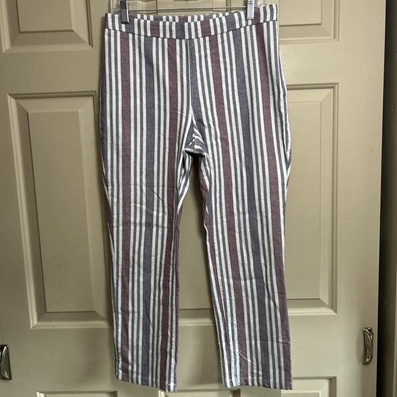 FREE PEOPLE Striped Cropped Pants Mod Linen Blend Boho 4 - Picture 5 of 10
